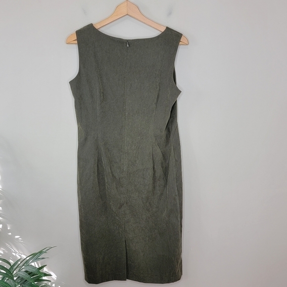 Leslie Fay | Petite Faux Suede Dress & Herringbone Open Blazer Size 10P - Picture 5 of 7